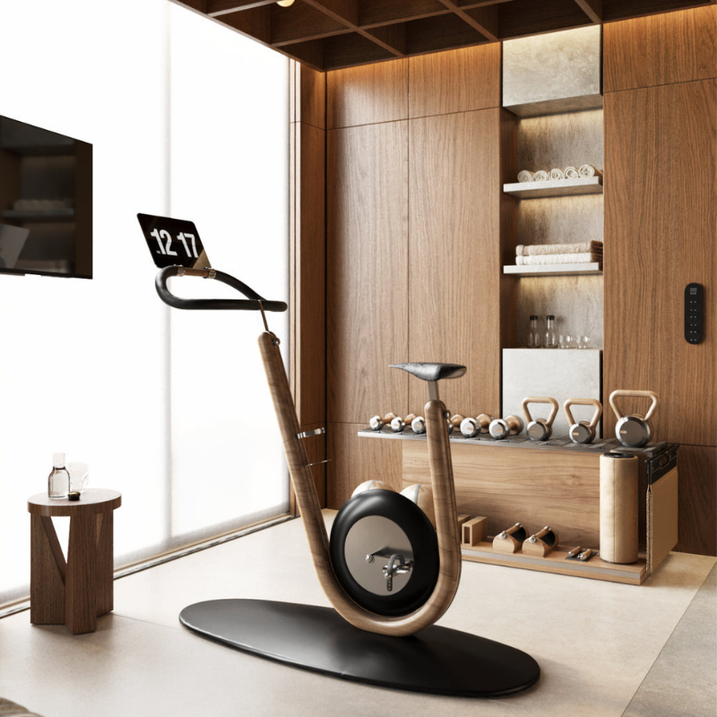 HANIA™ Luxe Hometrainer RVS met Walnoot natuurlijk of Walnoot