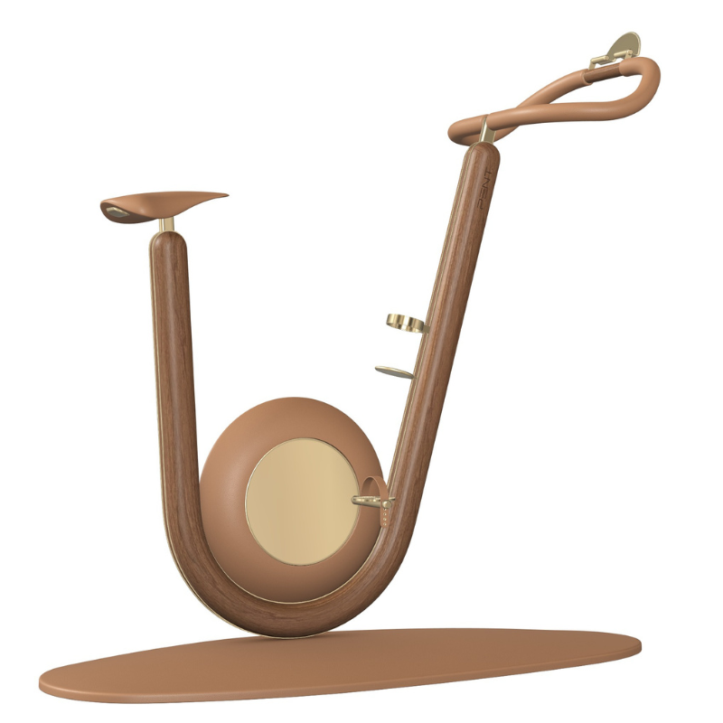 HANIA™ Luxe Hometrainer Goud Brons met Walnoot natuurlijk of